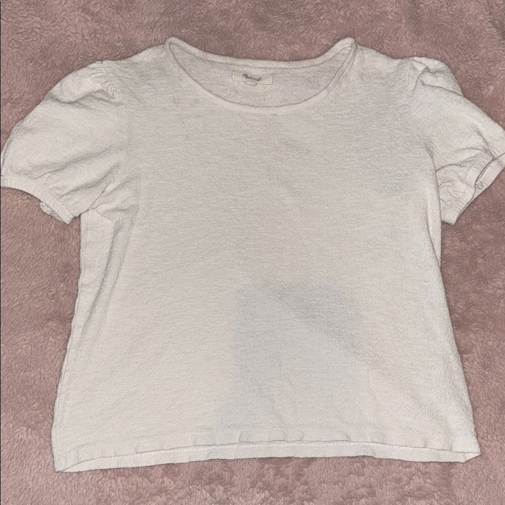 Madewell Cream Textured Short Sleeve Top